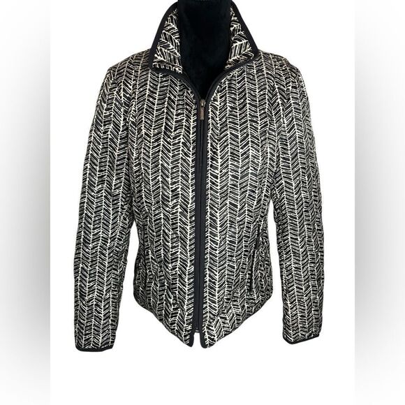 LANDS END PRINTED QUILTED‎ PRIMA LOFT ZIP WINTER COLD WEATHER COAT WOMENS SIZE M - Picture 2 of 9